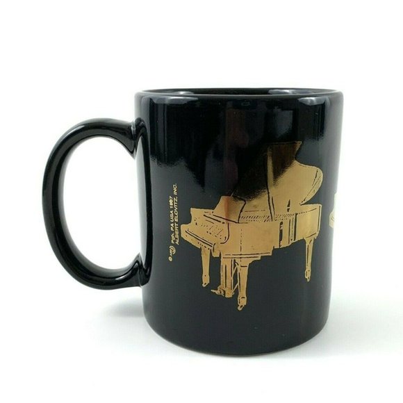 1987 Albert Elovitz Inc Grand Piano Coffee Mug. Black w/ Gold. 10 oz. VGC! - Picture 4 of 7